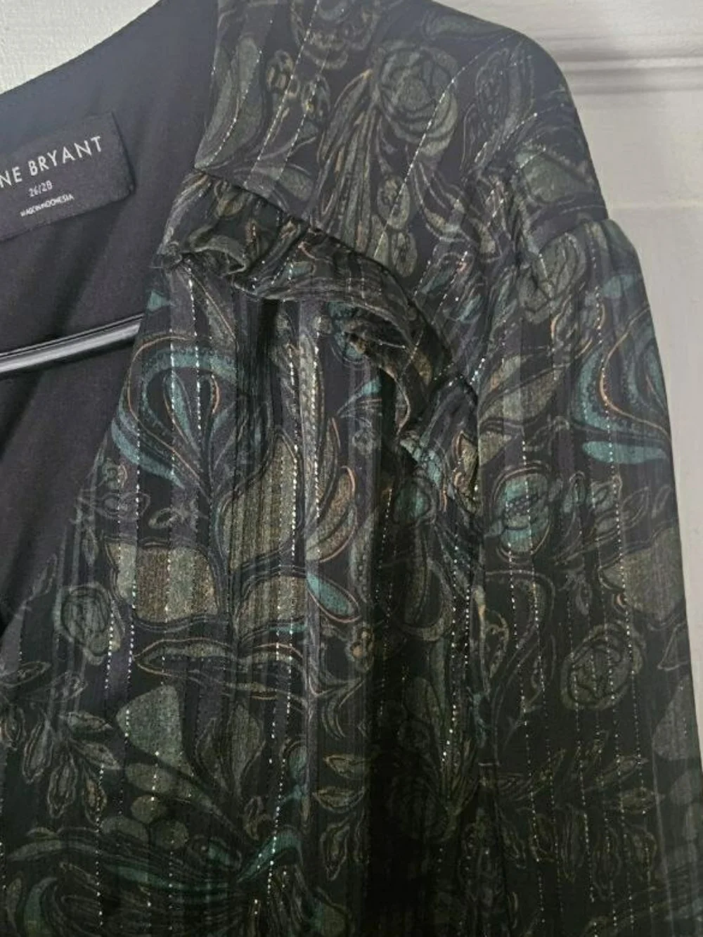 Lane Bryant 26/28 Plus Size Long Sleeve V-Neck Floral Maxi Dress in Dark Green - Picture 2 of 2